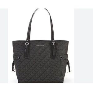 MICHAEL KORS Voyager East West logo faux-leather medium tote bag -Black (Defect)